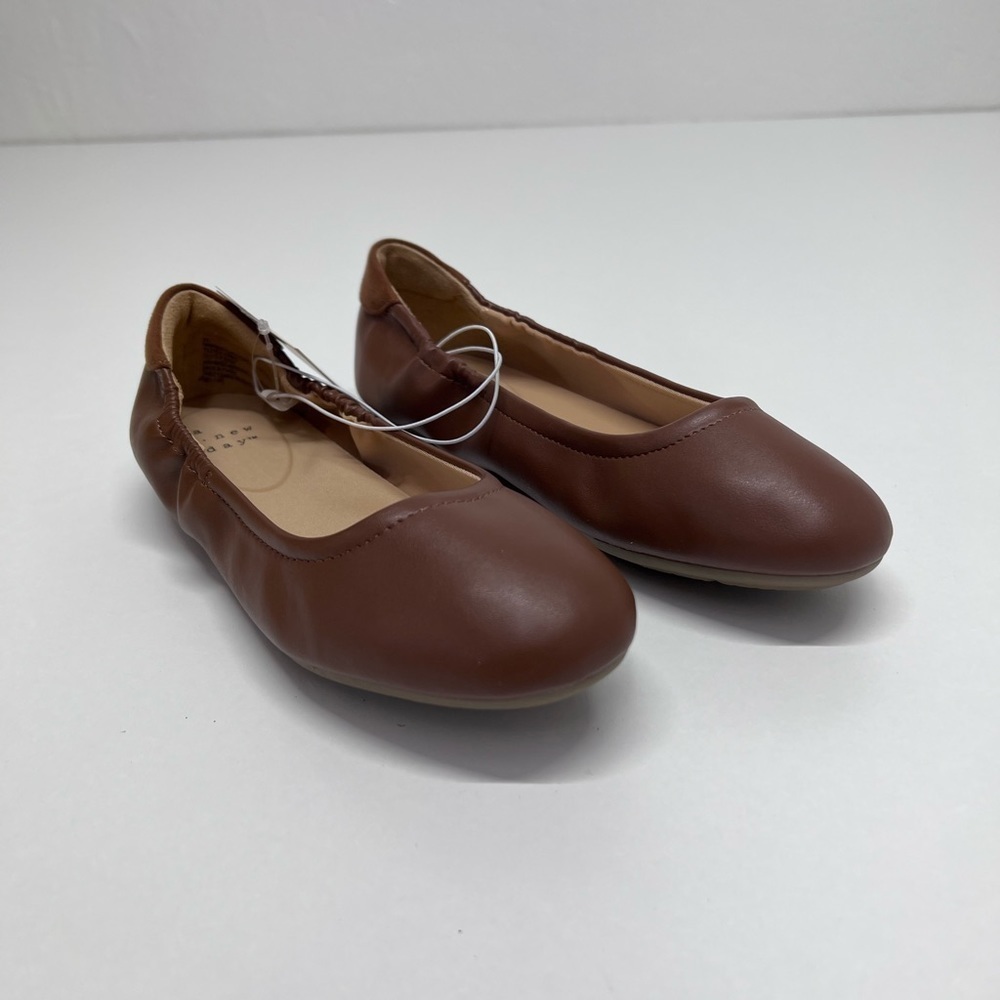 Women's Meredith Ballet Flats - A New Day Cognac Size 5.5